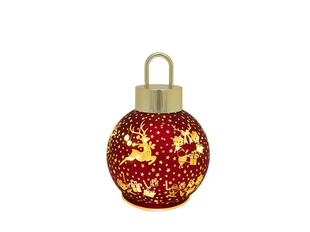 5.5" LED GLASS BALL ORNAMENT (REINDEER GIFTS - RED)